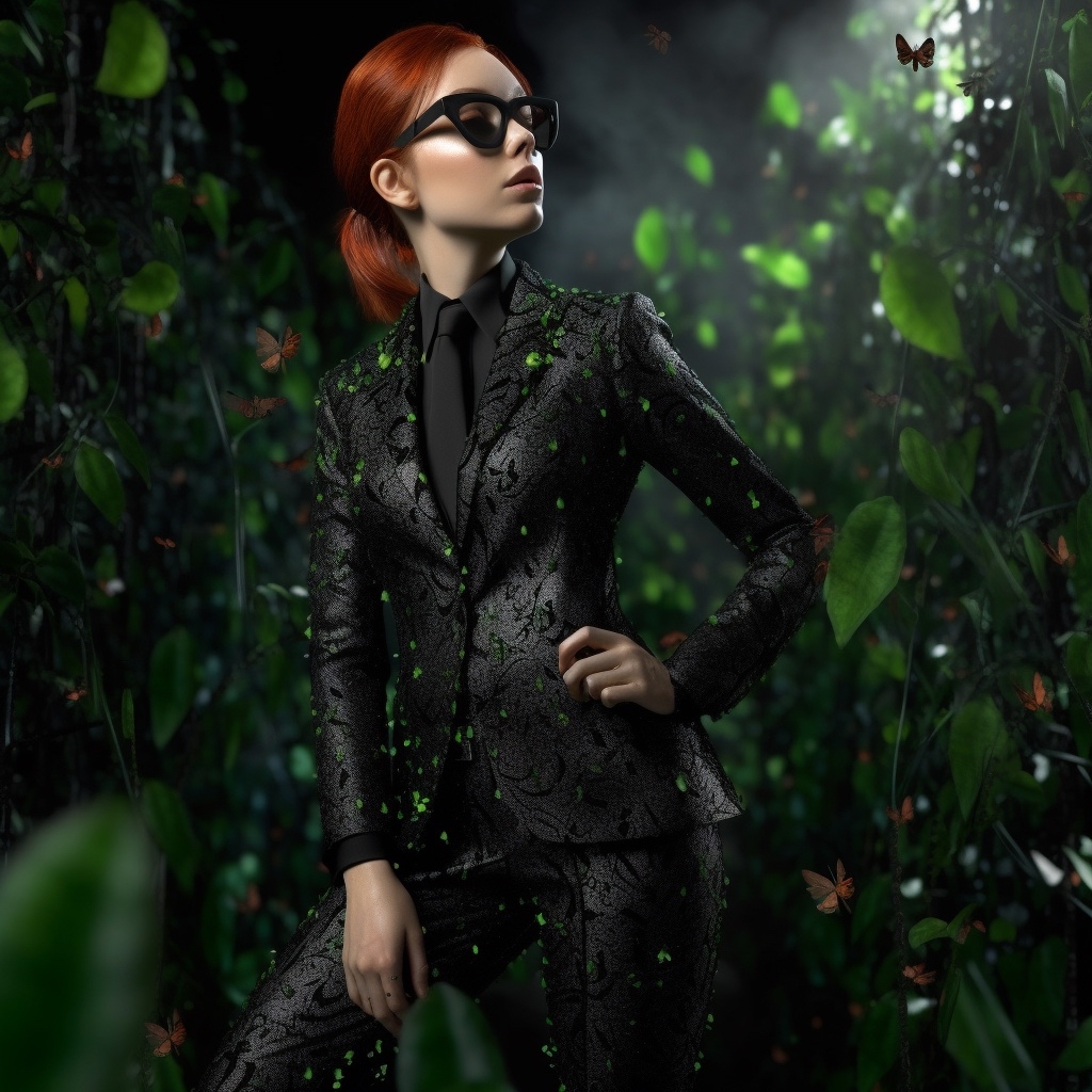 Looky_1668027278578 в LOOKY — Pretty woman with red hair in black suit #neuralnetwork [#mi
