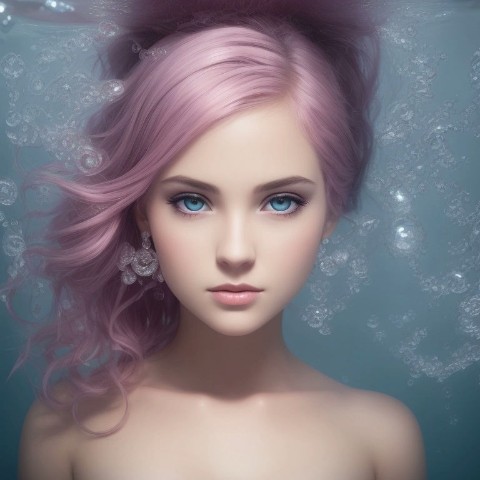 Neuronics в LOOKY. #neuro,#art,#stabledefusion,#portrait,#3d,#3dprinting,#3dart,#neuralnetworks,##girl,#wooman,#pinkhair,#underwater. under water, Super c...