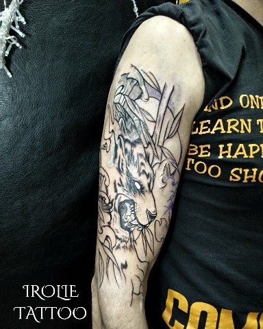 IROLIE в LOOKY. #татулипецк,#irolietattoo,#tattoolipetsk,#timburtonstyle,#tiger,#tigertattoo,#followme. Начало перекрытия, 1...