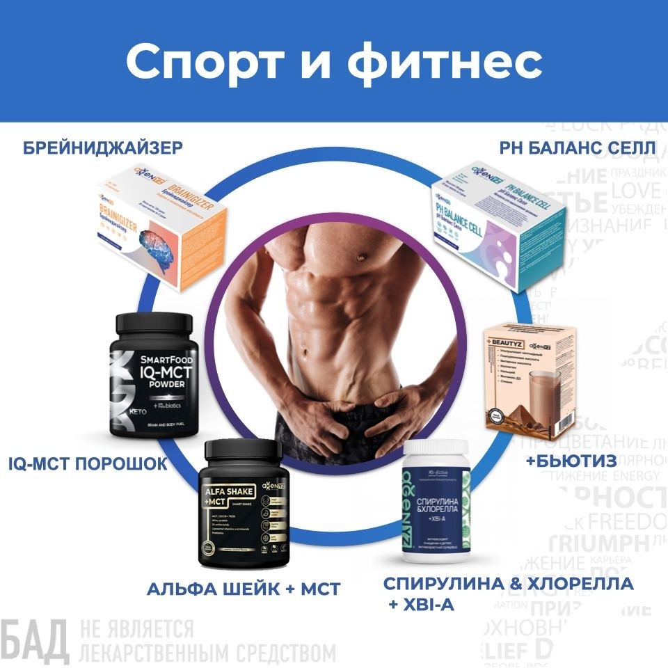 Молодость - это еще и отличная физическая форма. Давайте посмотрим, что из продуктов AGenYZ поможет улучшить результаты ваших тренировок💪

IQ_MCT Powder перед тренировкой даст быструю энергию. 

Напиток pH-баланс обеспечит кислотно-щелочное равновесие, а Брейниджайзер повысит выносливость и настроение.

Альфашейк (2 варианта) - особое сочетание белка, клетчатки и витаминов - восстановит мышцы.

Бьютиз - «тот самый коллаген» для крепких суставов и красивой кожи.

Спирулина & Хлорелла + XBi-A поддержит иммунную систему во время изматывающих тренировок, а также даст организму дополнительную порцию белка.
#спорт
#фитнес
#создайсебя