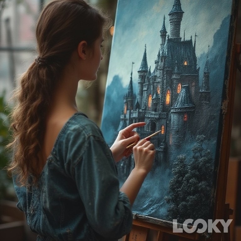 Boltovanin в LOOKY — Художница, рисующая замок #LOOKY_нейронка
