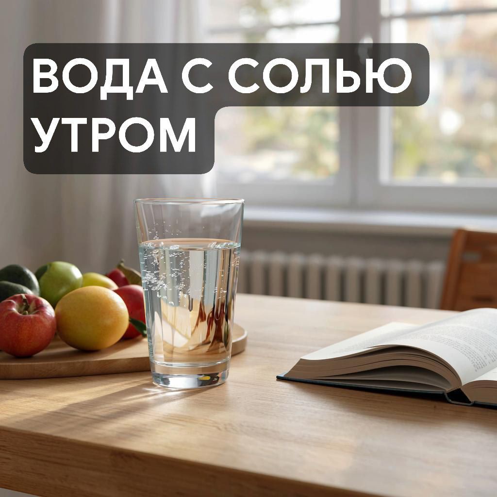 💧 Вода с солью утром: миф или реальная поддержка организма?

В последнее время в wellness-сообществе часто звучит совет: «Выпей стакан тёплой воды с щепоткой соли натощак». Звучит просто, но действительно ли это полезно? Давайте разберёмся с научной точки зрения.

🌊 Почему вообще вода с солью?

Вода с небольшим количеством натуральной морской соли (без добавок) содержит натрий, магний, калий и другие микроэлементы. 

Утром, после ночного перерыва в приёме жидкости, организм может быть в лёгком состоянии дегидратации — даже если вы не чувствуете жажды.

Добавление щепотки соли (≈¼–½ ч. л.) в стакан тёплой воды может:

1. Поддержать гидратацию  

   Натрий — ключевой электролит, который помогает клеткам лучше удерживать воду. Это особенно важно после ночного сна, когда мы теряем жидкость через дыхание и пот.  

2. Поддержать работу надпочечников  

   При хроническом стрессе надпочечники могут «уставать», что иногда сопровождается понижением уровня натрия. Лёгкая поддержка электролитами может облегчить симптомы усталости и «сонливости по утрам».  

3. Стимулировать пищеварение  

   Тёплая вода натощак может мягко «разбудить» ЖКТ. Натрий участвует в выработке соляной кислоты в желудке, что важно для переваривания пищи.  

 ⚠️ О важных нюансах рассказываю в моем Телеграм канале.