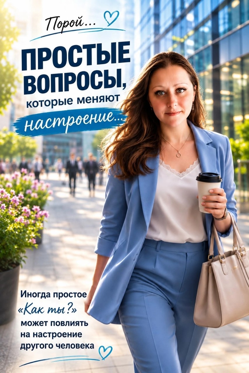 ....ИНОГДА ДОСТАТОЧНО ОДНОГО ВОПРОСА , ЧТОБЫ ДЕНЬ СТАЛ НЕМНОГО ТЕПЛЕЕ...

Сегодня мне захотелось вспомнить одну привычку, которая почти незаметно исчезла.

Раньше люди чаще интересовались друг другом.

Не потому, что так было принято.

А потому, что им действительно хотелось знать, как дела.

«КАК ТЫ?»

Два простых слова.

Но если они сказаны искренне, в них гораздо больше тепла, чем кажется.

Сейчас мы всё время куда-то торопимся.

Отвечаем на сообщения на бегу.

Откладываем разговоры на потом.

А потом вдруг понимаем, что давно ни с кем не говорили просто так.

Без просьб.

Без дел.

Без спешки.

И сегодня мне захотелось задать этот вопрос каждому, кто сейчас читает эти строки.

КАК ВЫ?

Не для галочки.

Не потому что так принято.

А потому что иногда человеку очень важно почувствовать, что его состояние кому-то небезразлично.

Мне хочется, чтобы именно такие разговоры постепенно становились частью нашей страницы.

Не громкие.

Не идеальные.

Зато настоящие.

💙 А когда Вас в последний раз искренне спрашивали: «КАК ТЫ?»
 И вы чувствовали, что человек действительно ждёт ответа?...

🌿 Пусть сегодняшний день оставит после себя что-то доброе....

#женскийблог #разговорподушам #ольгакарпухина [#добрыемысли ](добрыемысли)