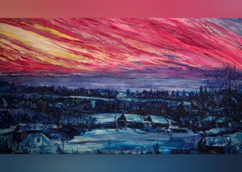Игорь Косенький в LOOKY. #зима,#закат,#пейзаж,#живопись. ❄️A2 (42 x 60 см), а...
