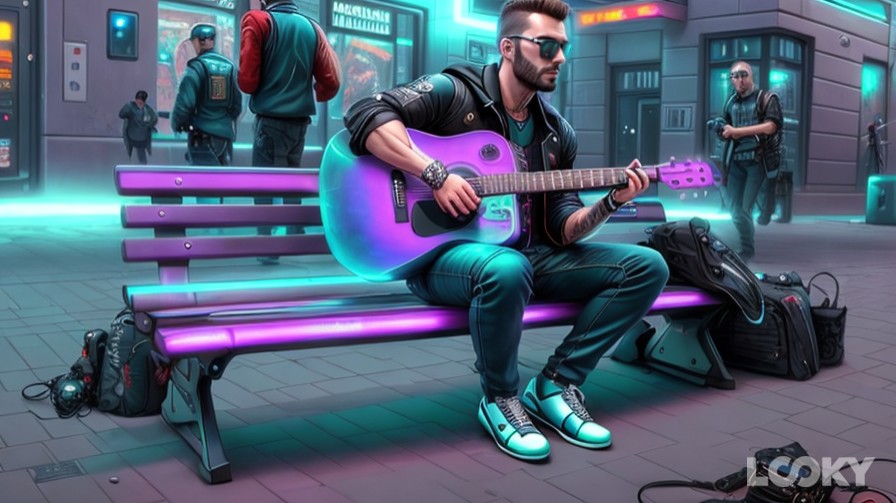 Старый Арбат 2077 [#Киберпанк](Киберпанк) [#уличныймузыкант](уличныймузыкант) #