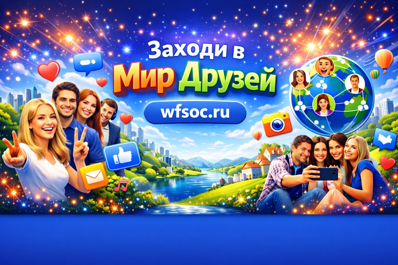 ‎ Ты нам нужен(а)! 🚀 Присоединяйся к "Миру Друзей"!  
‎
‎Дружба, общение и море позитива — всё это ждёт тебя в "Мир Друзей"! 🌍✨  
‎
‎🔹 Находи старых друзей и заводи новых  
‎🔹 Делись моментами в стильных постах и сторис  
‎🔹 Общайся без границ — классные чаты, голосовые и видео  
‎🔹 Получай бонусы за активность и приглашения  
‎
‎📲 Скачивай приложение или регистрируйся на сайте — и погружайся в тёплую атмосферу!  
‎
‎Давай дружить? ❤️  
‎👉 https://wfsoc.ru/
‎
‎