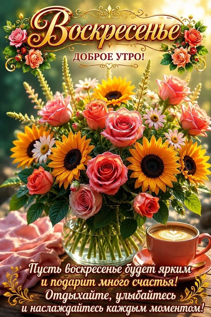 Доброе утро! ☕🍩Воскресенье!👍Хорошего дня,прекрасного настроения,мира и добра!🫶✨💯🌹