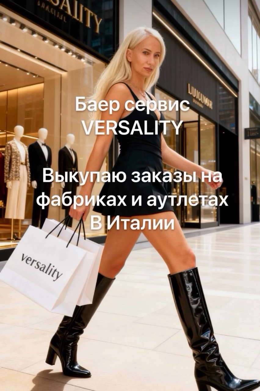 VERSALITY баер сервис по фабричной Италии!

✅Выкупаю Ваши заказы на фабриках Италии и в аутлетах. 

✅Вы платите только за вещь, без аренды и зарплаты продавцам!

✅Выкупы и отправки в РФ каждую
Неделю. 

✅Ежедневное обновление ассортимента в нашем Telegram канале
📲 https://t.me/+SFCY36QyNtExZjFi
Живые фото и видео👆🏻
#баериталия #imperialfashion #vicoloofficial #онлайншопинг