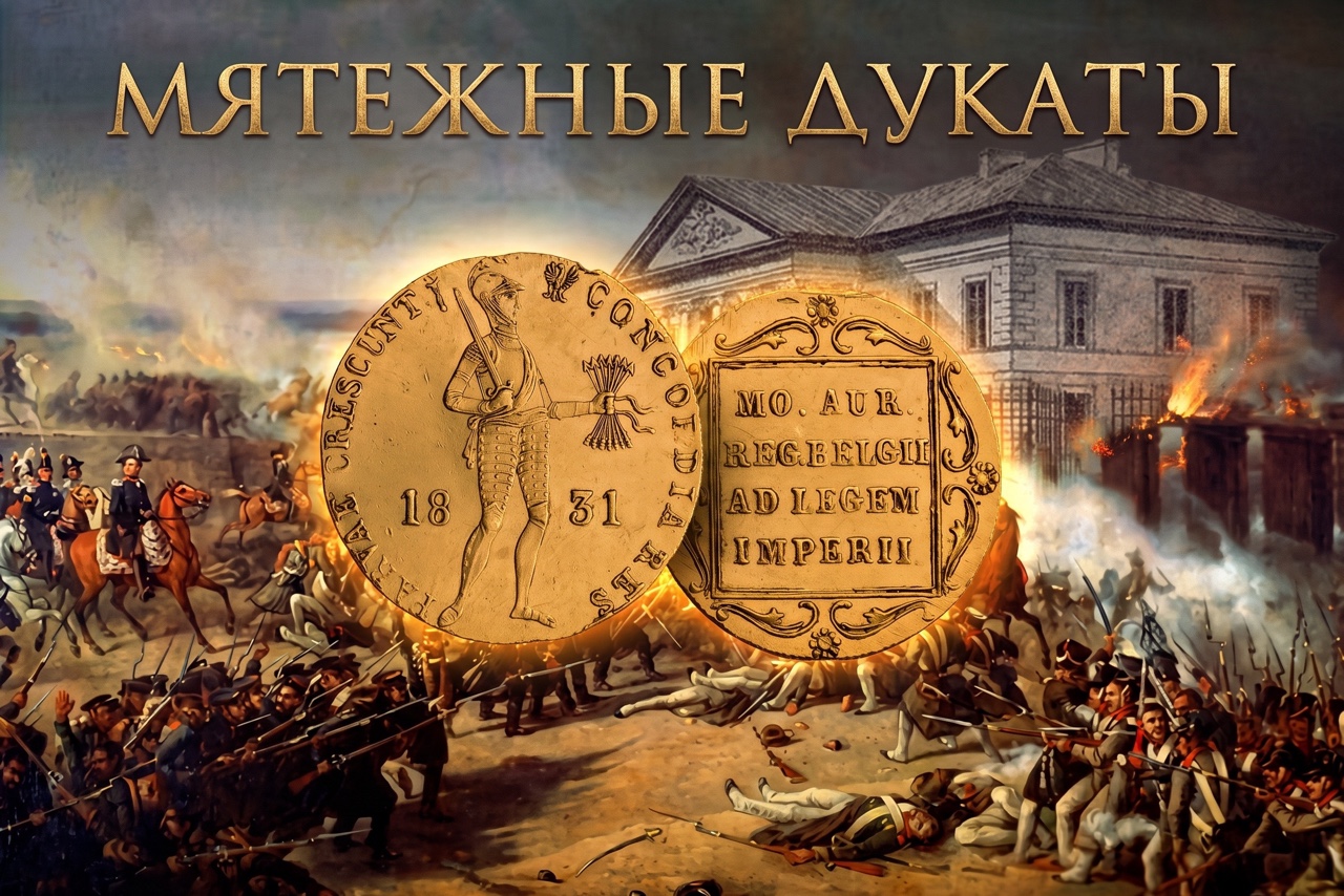 Истории известны монеты, которые были своего рода оружием. 

Польское восстание против власти Российской империи, началось 29 ноября 1830 года и охватило Польшу, Белоруссию и Литву. Во время восстания Национальное правительство решило выпускать собственные деньги.

Золотые монеты польского восстания 1830-1831 годов были отчеканены в 1831 году по Указу временного Польского правительства на Варшавском монетном дворе. Несмотря на отсутствие российской атрибутики они ныне относятся коллекционерами к российской тематике. 
Осенью 1831 года руководство восстания, после его поражения, остановило выпуск этих монет.
Дукаты польского восстания в целом подражали нидерландским дукатам, имевшим название «мятежный дукат». 

Дукат 1831 года, отчеканенный на Варшавском монетном дворе, отличался от нидерландского дуката наличием изображения орла справа от головы рыцаря. После поражения восстания «мятежные» монеты обращались в Царстве Польском до 1 июля 1838 года. Всего было выпущено монет (кроме дукатов) на 2,1 млн злотых, изъято и переплавлено — на 1 млн злотых. Недолгое хождение «мятежных» монет обусловило несколько более высокую степень их сохранности, по сравнению с русско-польскими монетами тех же номиналов, находившимися в денежном обращении польских губерний до 1891 года.

На стороне аверса монеты изображена фигура стоящего рыцаря в доспехах с поднятым мечом в правой руке и стрелами в левой руке. С двух его сторон изображены цифры 18 и 31. Перед лицом рыцаря — небольшое изображение орла. По периметру монеты выполнена надпись: «CONCORDIA RES PARVAE CRESCUNT»/ Около меча изображен горящий факел.
К разновидностям относится наличие точки перед факелом, за ним или без точки.

На реверсе монеты в квадратной рамке выполнена в четырех строках надпись «MO.AVAR. / REG.BELGII/ AD LEGEM / IMPERII». За рамкой выполнен орнамент с розетками.

Коллекция Музея Международного нумизматического клуба 

Выставка: «Тайные знаки и символы на монетах».
https://coinmuseum.ru/exhibitions/schedule/month/