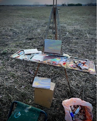 kondor.art в LOOKY. #этюд,#живопись,#зимнийпленэр,#pleinair,#oilpainting,#oiloncanvas,#этюд,#пленэр,#пленэрнаяживопись,#пленэры,#закат,#заход,#картина,#живописьмаслом,#живопись,#пленер,#этюдмкслом,#картина,#картинамаслом,#закат,#заход,#заходсолнца,#облака,#небо,#clouds. На пленэре. Пишу зак...