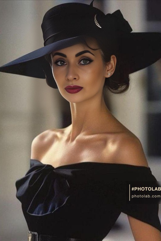 Катейка Мур в LOOKY — #чёрнаяшляпа #чёрноеплатье #классика