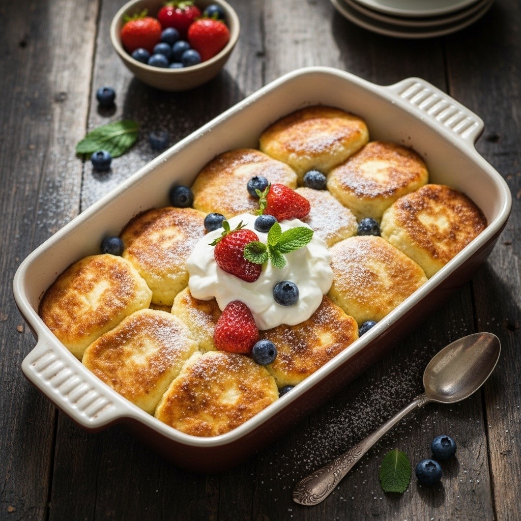 ​✨ Ленивые сырники в духовке: идеальное утро без жарки! 🥞🍓 ✨

​Мечтаете о вкусном и полезном завтраке, но не хотите стоять у плиты? ☀️ Эти ленивые сырники в духовке — просто находка!

​🤤 Воздушные, нежные и невероятно простые в приготовлении, они не требуют жарки, а значит — меньше масла и суеты. Идеальное начало дня для всей семьи! 🏡

​🛒 Ингредиенты:
​🧀 Творог (5-9%) — 500 г
​🥚 Яйца куриные — 1 шт.
​🍚 Сахар — 2-3 ст. л. (по вкусу)
​🌾 Манная крупа — 3 ст. л.
​🌾 Пшеничная мука — 2 ст. л. (+ для обвалки)
​🧂 Ванильный сахар (или ванилин) — 1 ч. л.
​🧂 Щепотка соли
​🧈 Сливочное масло — для смазывания формы
​Для подачи:
​🍓 Свежие ягоды, сметана, джем, мед — по вкусу

​👩‍🍳 Пошаговый Рецепт:
​1. Подготовка творога:
Творог разомните вилкой или протрите через сито для большей однородности. Если творог очень влажный, лучше откинуть его на сито, чтобы стекла лишняя жидкость.
​2. Смешивание ингредиентов:
К творогу добавьте яйцо, сахар, ванильный сахар, щепотку соли, манную крупу и муку. Тщательно перемешайте до однородности. Масса должна получиться достаточно плотной, чтобы из нее можно было лепить.
​3. Формирование сырников:
Смочите руки водой (или слегка смажьте маслом), чтобы творожная масса не липла. Отделяйте небольшие порции теста и формируйте аккуратные шарики, затем слегка приплюсните, придавая форму сырников. Можно обвалять в небольшом количестве муки.
​4. Запекание:
Форму для запекания смажьте сливочным маслом. Выложите сырники на небольшом расстоянии друг от друга.
Разогрейте духовку до 180°C. Запекайте сырники 20-25 минут до золотистого цвета.
​5. Подача:
Подавайте сырники теплыми. Идеально сочетаются со свежими ягодами, сметаной, вареньем или медом.

​Эти ленивые сырники подарят вам солнечное настроение без лишних хлопот! ✨ Простой рецепт для вкусного и полезного начала дня.

​Какой ваш любимый топинг для сырников? Классическая сметана, ягоды или что-то особенное? Делитесь в комментариях! 👇

​Если рецепт пришелся по вкусу, ставьте лайк ❤️ и подписывайтесь 🔔 на новые кулинарные вдохновения!

​#️⃣ Хештеги:
​#завтраки #полезныйзавтрак #готовимдома #вкуснаяеда #зож #здоровоепитание #рецептзавтрака #еда #готовлюдома #чтоприготовить #рецепты #утро