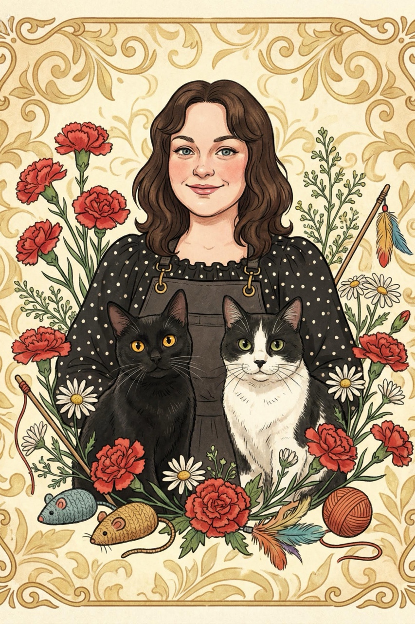 Попросила ИИ сделать открытку с моими котиками 🌸