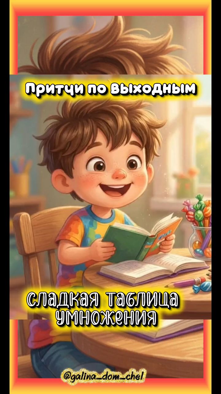 Однажды мальчик так не хотел учить таблицу умножения, что решил её перехитрить.
— Если я буду думать о конфетах, — рассуждал он, — то мозг автоматически запомнит всё от счастья!
И сел  за учебник, а перед собой поставил вазочку с леденцами. Смотрит на строчку «7 × 8», а сам думает: «Вот возьму сейчас один леденец… или лучше два… нет, три — ведь три вкуснее, чем один…»

Так он и просидел целый час, ни одной цифры не выучив, зато в уме пересчитал все леденцы по три раза и даже прикинул, на сколько дней их хватит, если есть по пять штук в день.

Приходит мама, смотрит на него и улыбается:
— Ну что, выучил?
— Почти! — бодро отвечает мальчик. 
— Я теперь точно знаю, что 5 × 7 — это тридцать пять, потому что  столько леденцов у меня было!

Мама рассмеялась и сказала:

— Знаешь, сынок, таблица умножения — как конфеты: если пытаться её только воображать, она не станет настоящей. А если чуть-чуть потренироваться, то она сама начнёт появляться в голове — и даже без вазочки.

Мальчик вздохнул, отложил леденцы и открыл учебник. И вдруг оказалось, что «7 × 8» уже как будто само крутится на языке. Будто пока он считал конфеты, цифры тихонько прокрались в память и устроились там по соседству со сладостями.

С тех пор мальчик понял: «Учиться — это как собирать конфеты: сначала думаешь, что их слишком много и всё не съесть, а потом понимаешь, что они сами в карман прячутся — только успевай запоминать!»
[#притча ](притча)[#притчи ](притчи)[#притчипопятницам ](притчипопятницам)[#выходные ](выходные)