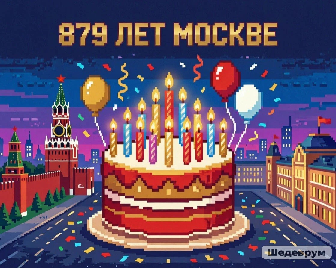 #879лет #Москва #ДеньГорода #нейроарт #ИИ #Шедеврум #16бит
Моему любимому городу, в котором я живу уже больше года, сегодня исполняется 879 ЛЕТ!
С днём рождения, Москва! 🎉