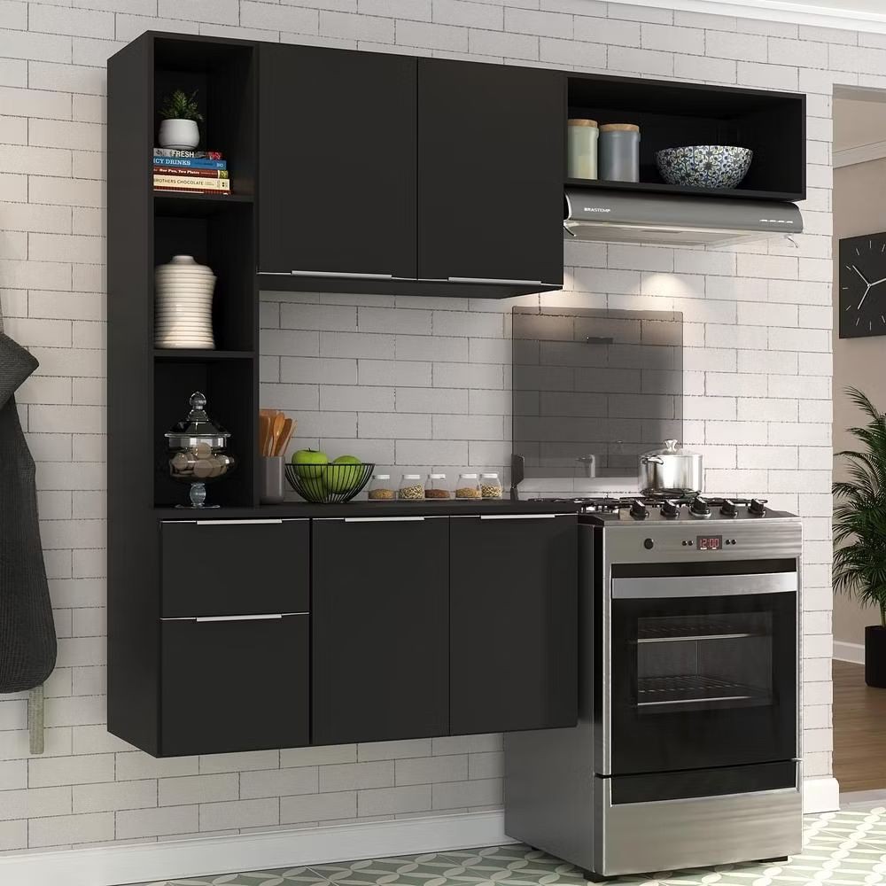 Dê uma olhada em Cozinha Compacta com Armário e Balcão MP2001 Sofia Multimóveis Preta por R$329,00. Compre na #Shopee !