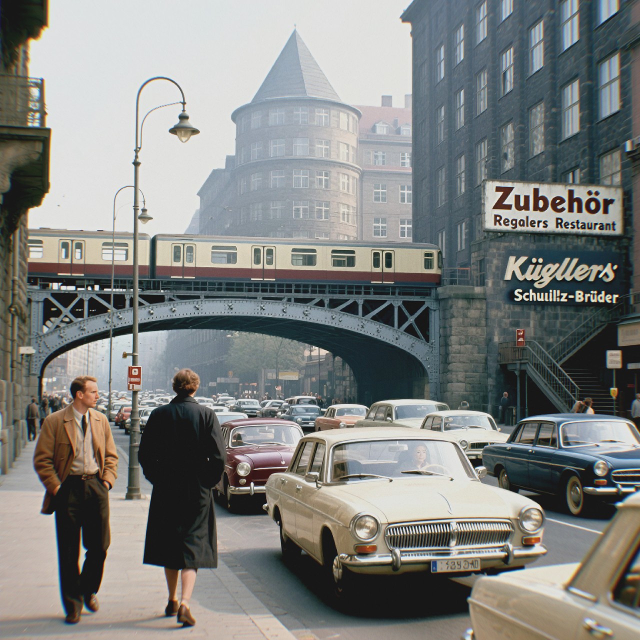  в LOOKY — Улица в Риттерштадте 1957 год. На заднем плане виден железно