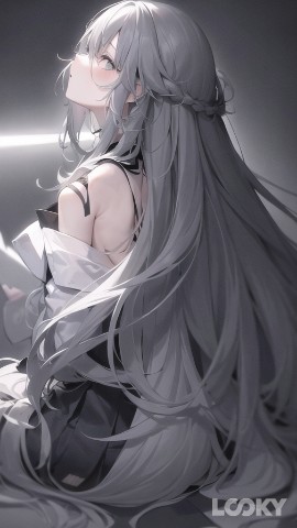 HoneyMilkTea в LOOKY. #Аниме_Неон,#LOOKY_нейронка,#girl,#anime,#animegirl,#longhair,#blackandwhite,#neon,#Аниме,#девушка,#анимедевушка,#неон,#чёрнобелое,#длинныеволосы,#серый. #Аниме_Неон #LOOKY_н...