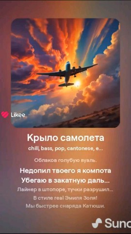 Roman S в LOOKY. #ai,#aimix,#aicover,#dance,#musichero,#стихи,#поэзия,#песни,#смарт,#скачать,#melodic,#tag,#djset,#newmusic,#dancemusic,#suno,#neuro,#neuralnetwork,#нейрокавер,#аймикс,#нейро,#нейросеть,#ремикс,#музыка,#микс. Крыло самолета. Рома...