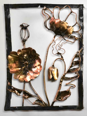 artmaris в LOOKY. #art,#metal,#copper,#металл. Медный рельеф. Маки....