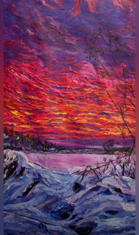 Игорь Косенький в LOOKY. #закат,#пейзаж,#живопись. ❄️A2 (42 x 60 см), а...